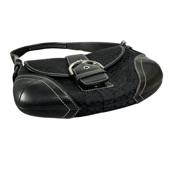 Coach 6818 SMALL Vintage Soho Black Leather and Signature C Canvas Shoulder Bag - Picture 15 of 16